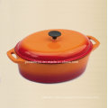 Cast Iron Casserole in Oval Shape with Cast Iron Cover